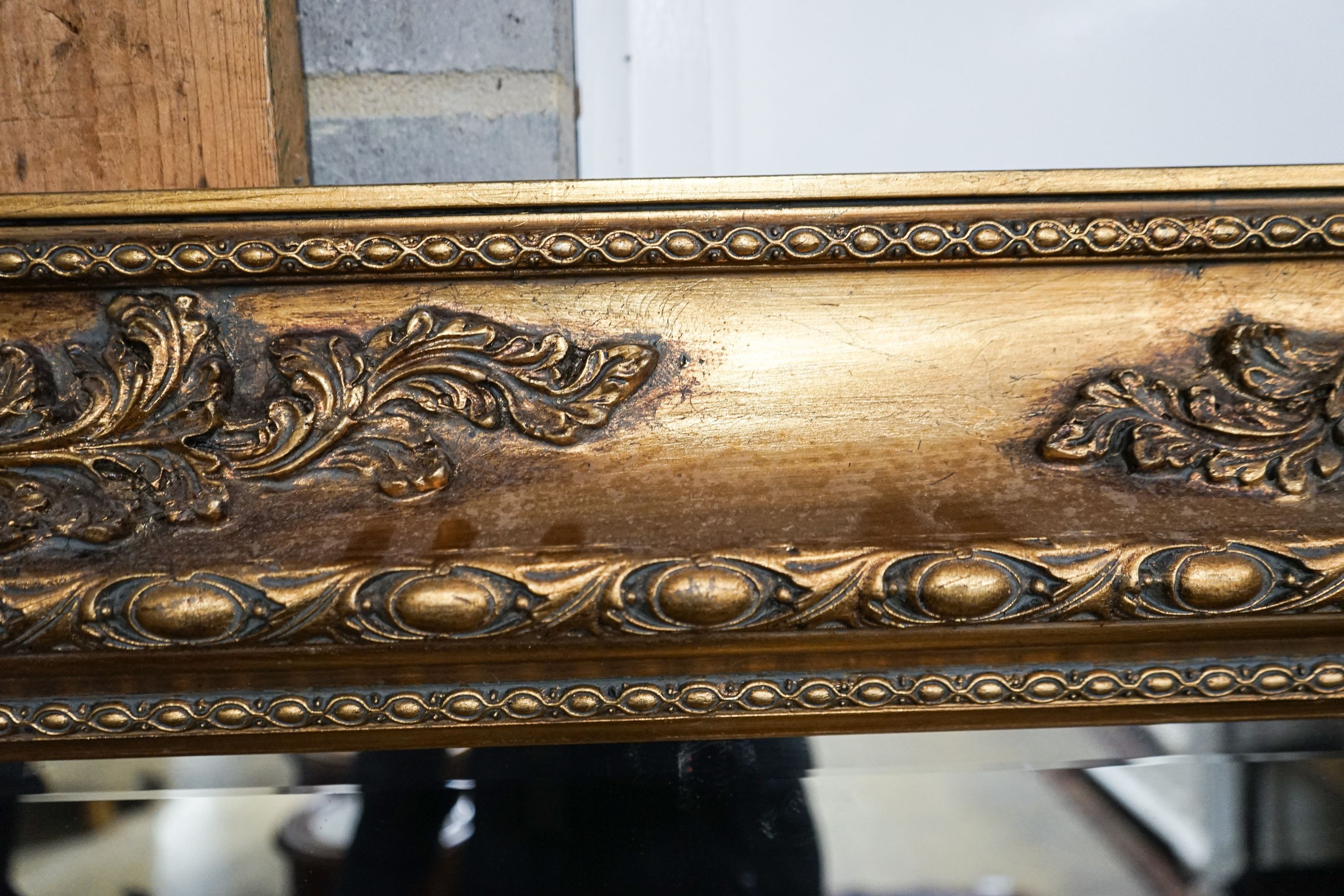 A large Victorian style gilt framed rectangular wall mirror, width 128cm, height 157cm